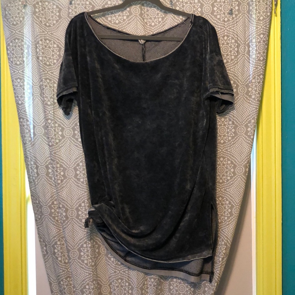 Free People Gray Velvet Tunic